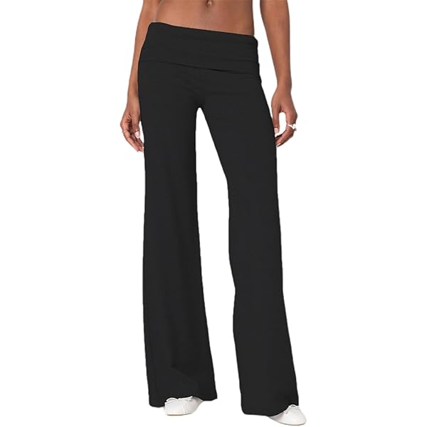 Amazon.com: NZNDSHD Fold Over Yoga Pants for Women Low Rise Flare
